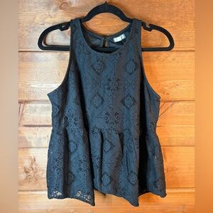 Eyeshadow Asymmetrical Hem Black Lace Tank Top